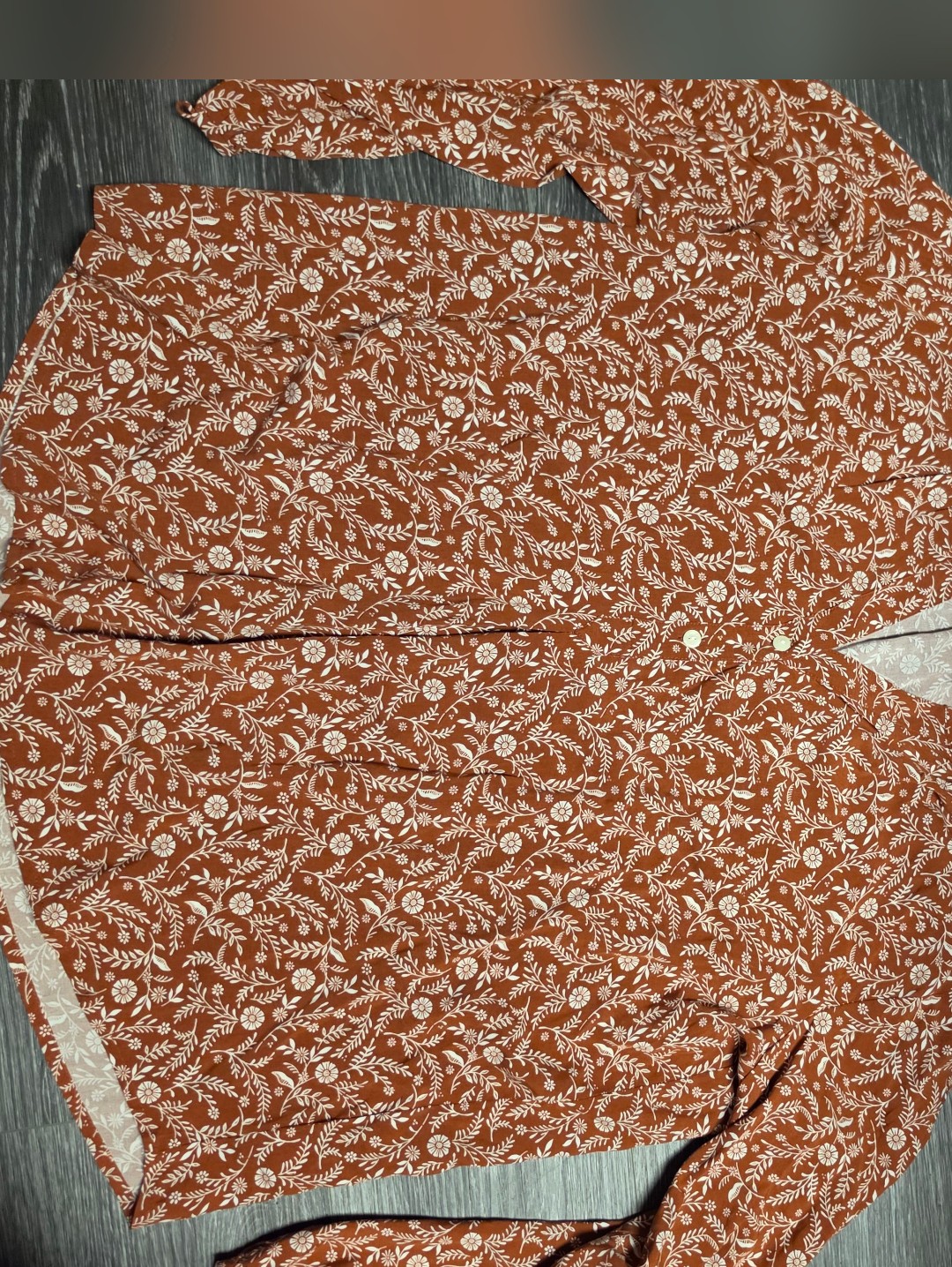 Old Navy Rust Orange Floral Button-Down Blouse